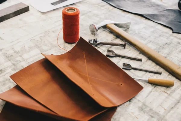 Semi Aniline Leather Piece with Tools